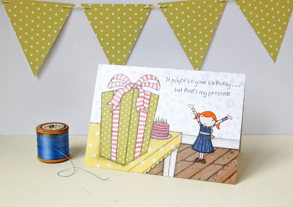 Birthday Card - Clara Loves Presents - Single Card (Blank)