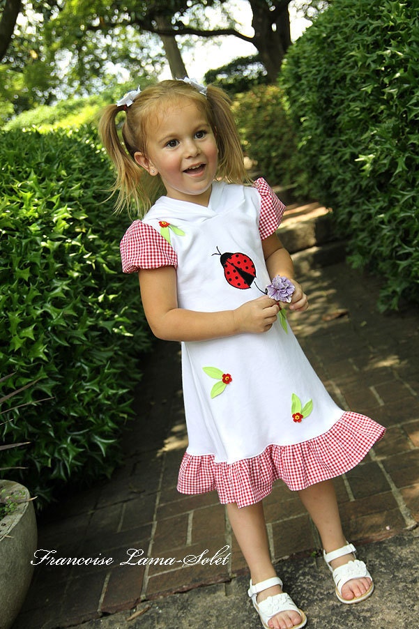 Miss Ladybug Custom hoodie knit dress size 12 months to 12 yrs