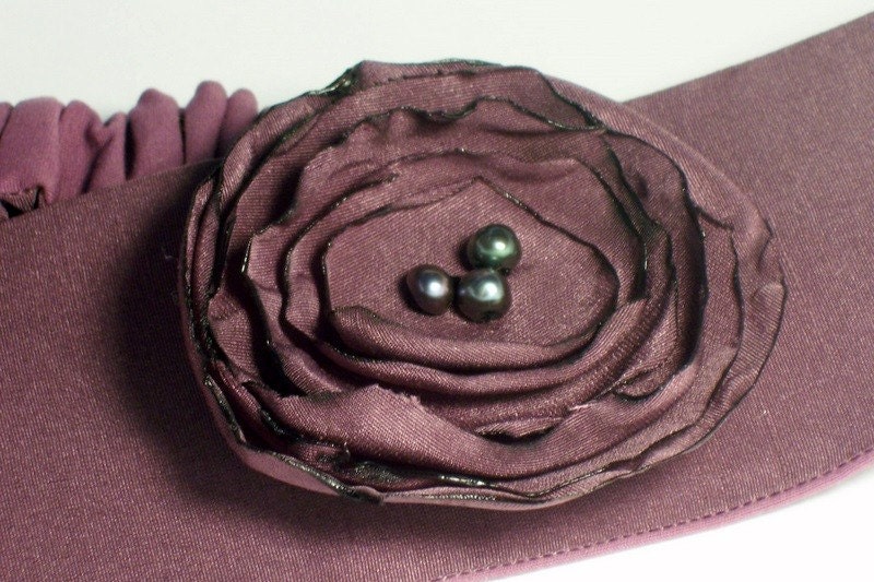 Amethyst Purple Flowered Headband With Pearls