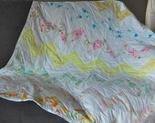 Chevron Vintage Sheets Baby Quilt - Made to Order