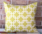Decorative Pillow Cover - Geometric Links Citron Citrine Mustard Olive Pear Dijon Yellow - 20 x 20 Cushion - Nursery Decor