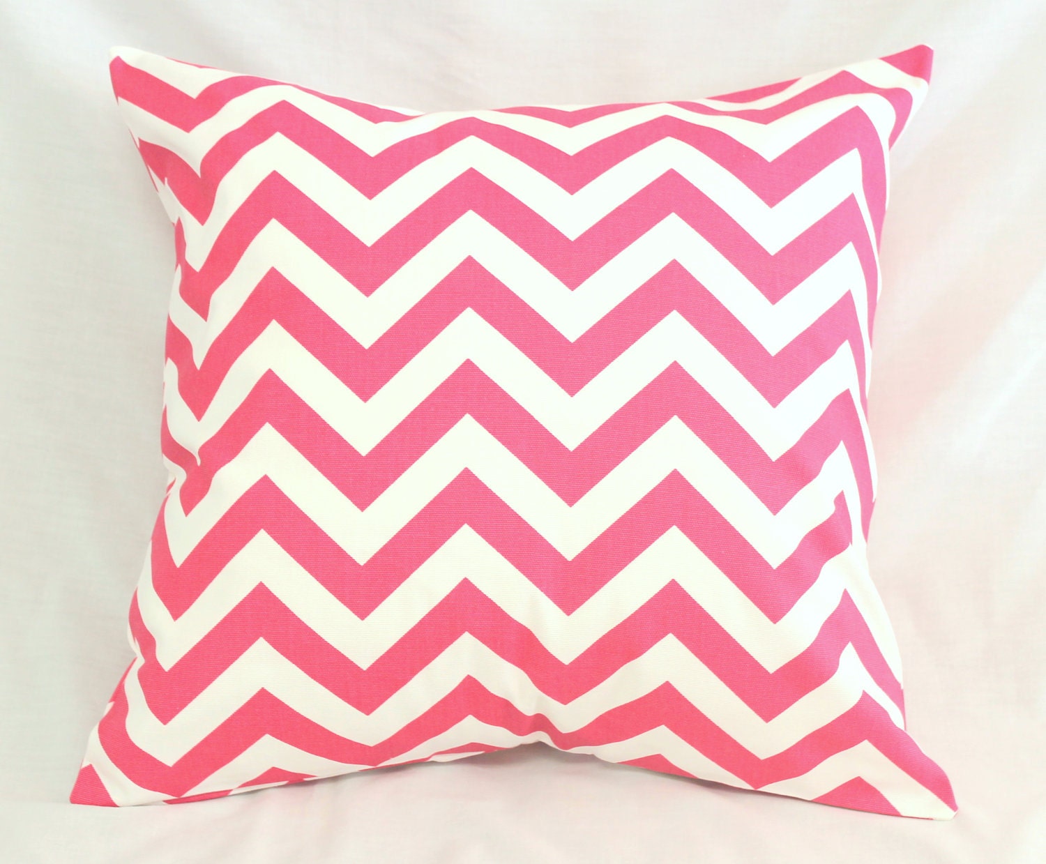 Decorative Pillows Cushions Cover - Chevron Hot Pink & White - 18 x 18 Accent Throw Pillow - Baby Nursery Decor