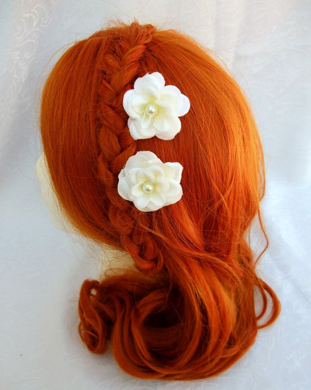 White Bridal Flower Bobby Pins, Bridal Flower Hair Pins, White Hair Pins, Flower hair pins, White, Ivory, Prom, Wedding, Special Occasion