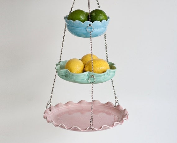 Hanging Fruit Basket - Set of 3 with UnMatchy Edges - Candy Colors.