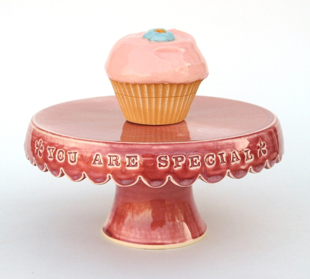 Small cake stand... you are special in red with flowers.