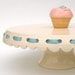 Large Cake Stand - 12 inch - Eyelet Ribbon in Vanilla Cream - MADE TO ORDER