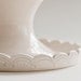 Small Cake Stand - 7 inch -  Vanilla Cream Scallop Stitching