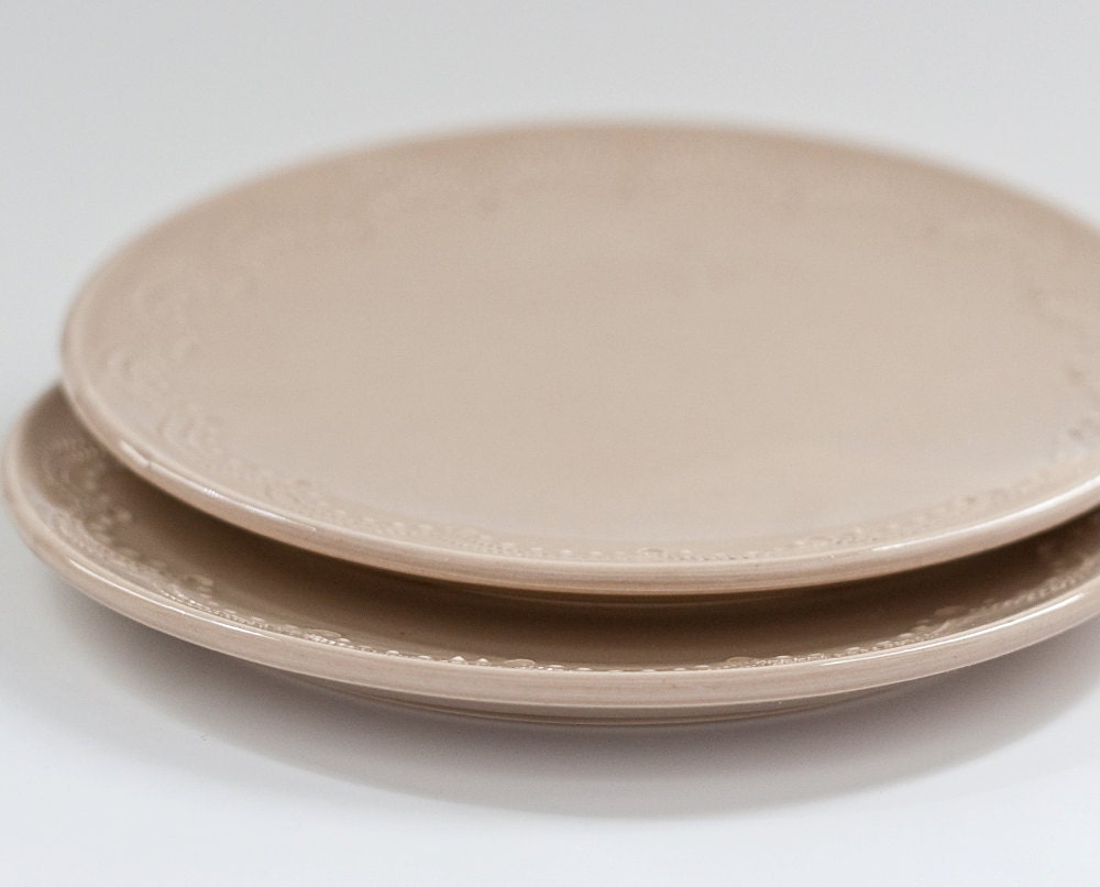 Pottery Dishes - Dessert Plates - Set of 2 - Linen