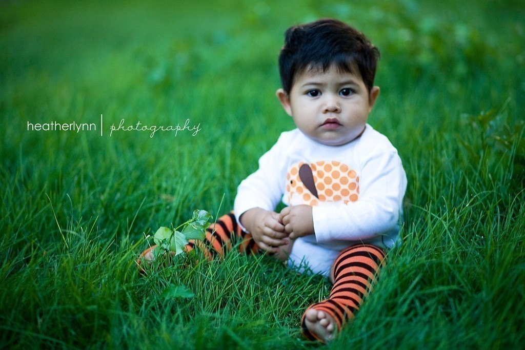 Baby Elephant Applique Bodysuit - Boy, Girl - Newborn, 6 Months, 12, 18 Month  - Pink, Yellow, Orange, Green, Red, Blue - LONG SLEEVE