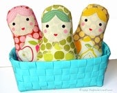 One Matryoshka Babushka Baby Cloth Doll  - Toddler - Youth Girl Birthday - New Baby Gift - Pastel Pink, Green or Yellow