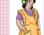 NVL 1940s apron with applique pattern 40 42 bust PLUS SIZE
