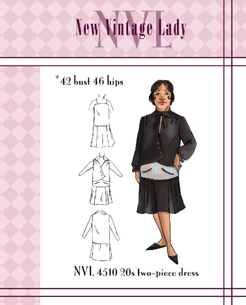NVL 1920s Cross Front Flapper frock 42 bust PLUS SIZE