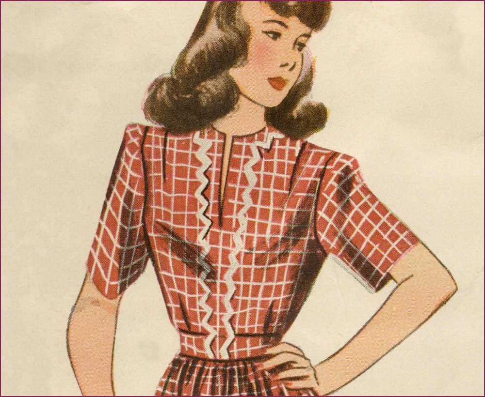 1940s 34 bust Sweet collarless Junior Miss Dress