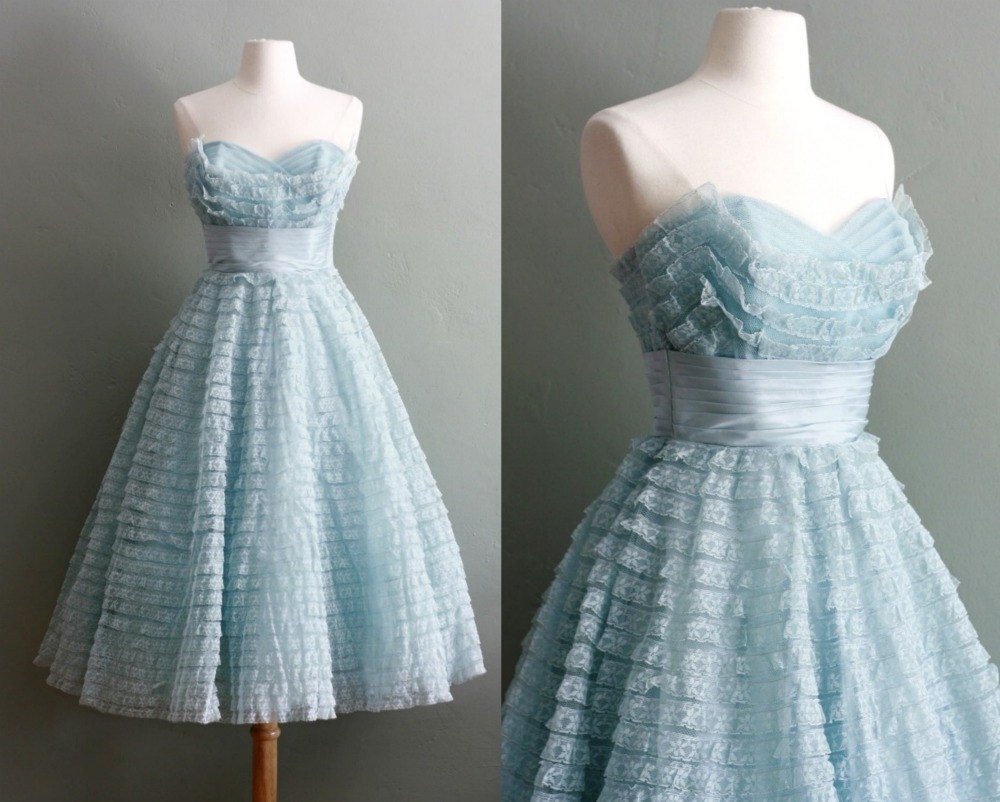 50s XS/S Powder Blue Peggy Sue Party GOWN