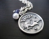 Virgo - Zodiac Charm Pendant Necklace with Sapphire