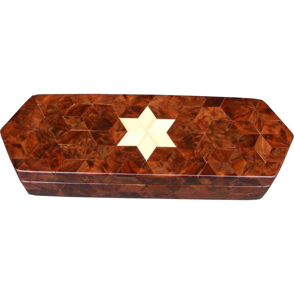 Long Walnut Burl Hexagon Box