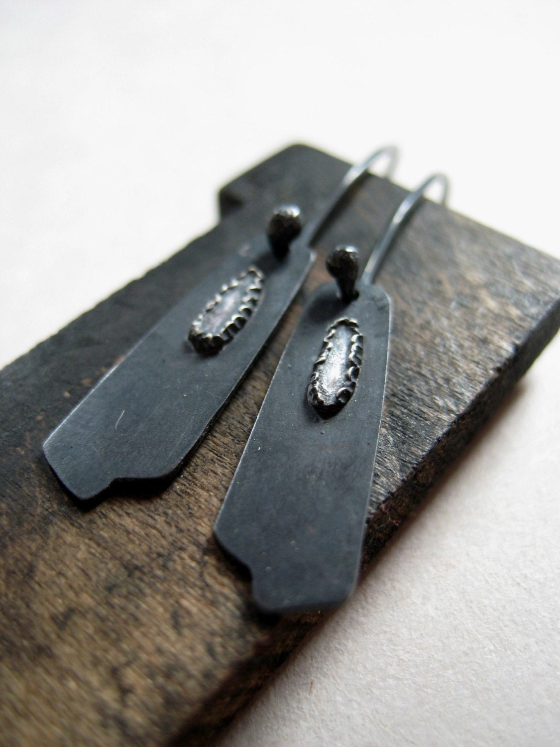 Silver Geometric Tab Earrings