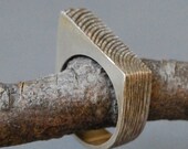 woodgrain SIDE ANGLE faux bois sterling silver ring sz 8