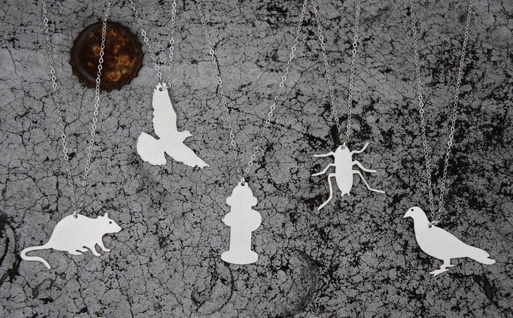 RAT urban pest sterling silver necklace