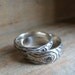 wood grain ring PLYWOOD sterling silver SET faux bois