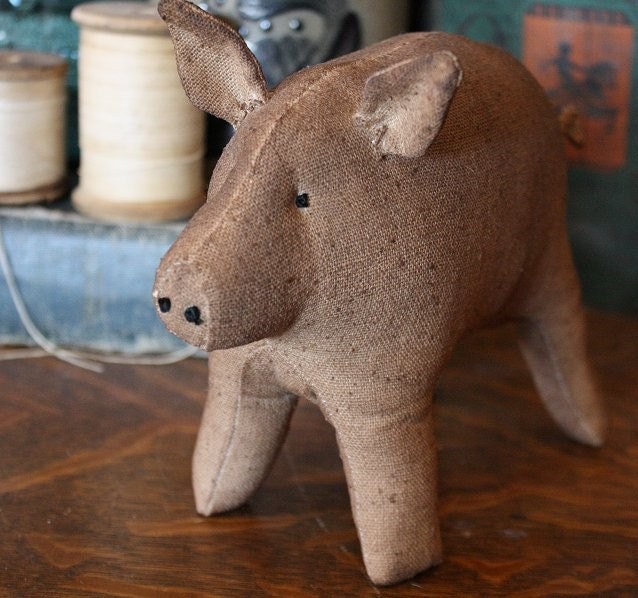Primitive Folk Art Simple Pig E-Pattern