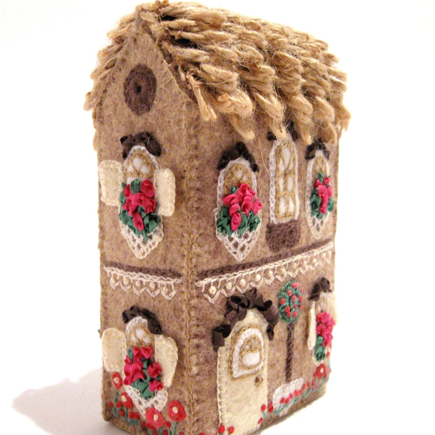 Miniature Soap Box House, Silk Ribbon Embroidery, Collectible