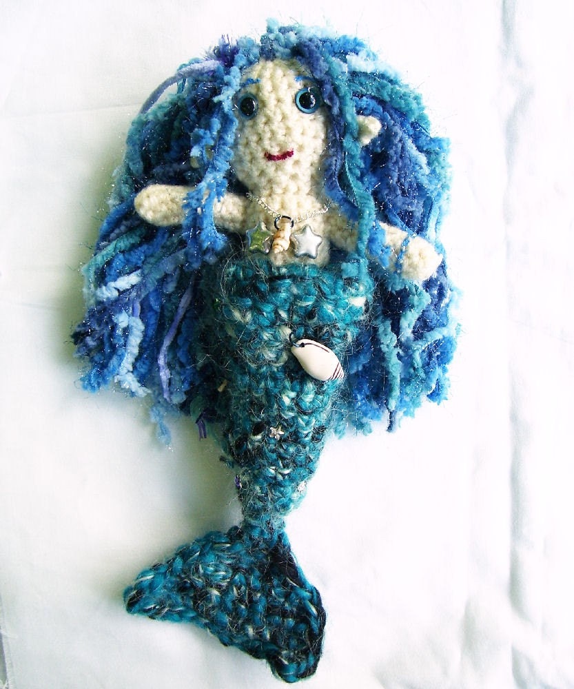 Crocheted fantasy mermaid art doll plushie - Meremenin