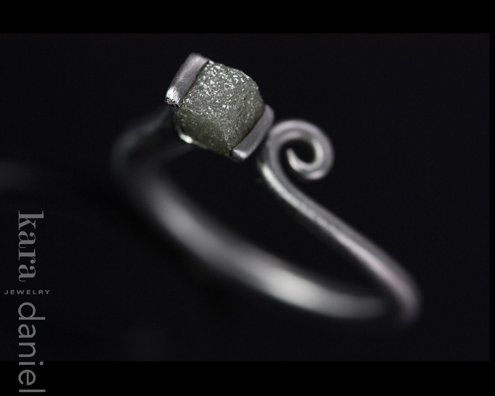 raw diamond channel set petite scroll . ring