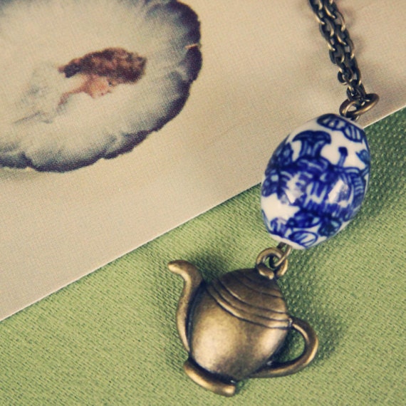 porcelain teapot necklace