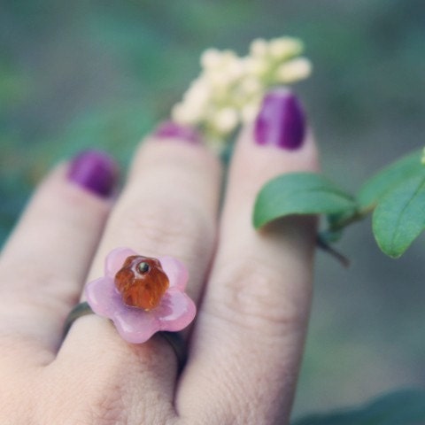 Pink & Orange Floral Bud Ring