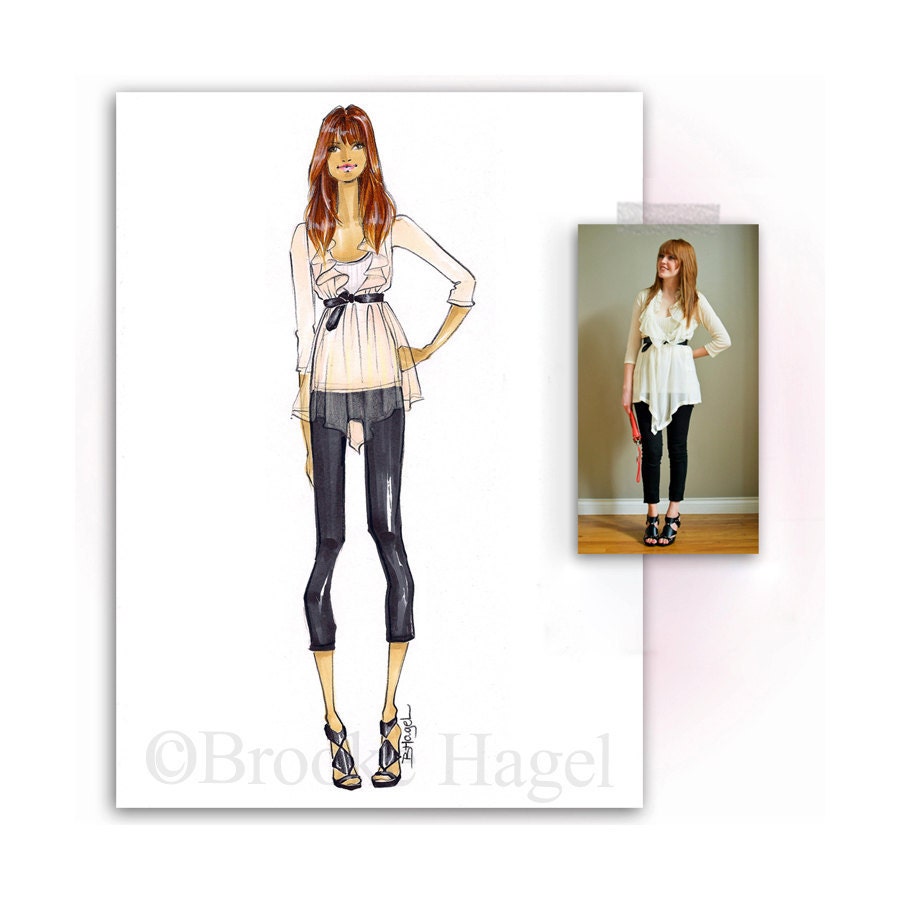 Custom Fashion Illustration - Graduation - Prom - Sketch