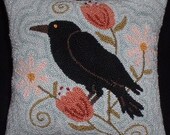 Primitive Punch Needle PATTERN Crow Among The Daisies