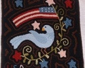 Primitive Needle Punch PATTERN Americana Bird Flag Stars Pillow Pin Keep