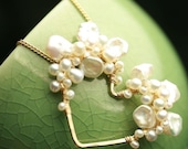 On Sale - Pearl Heart Necklace Wire Wrapped White Freshwater Valentine