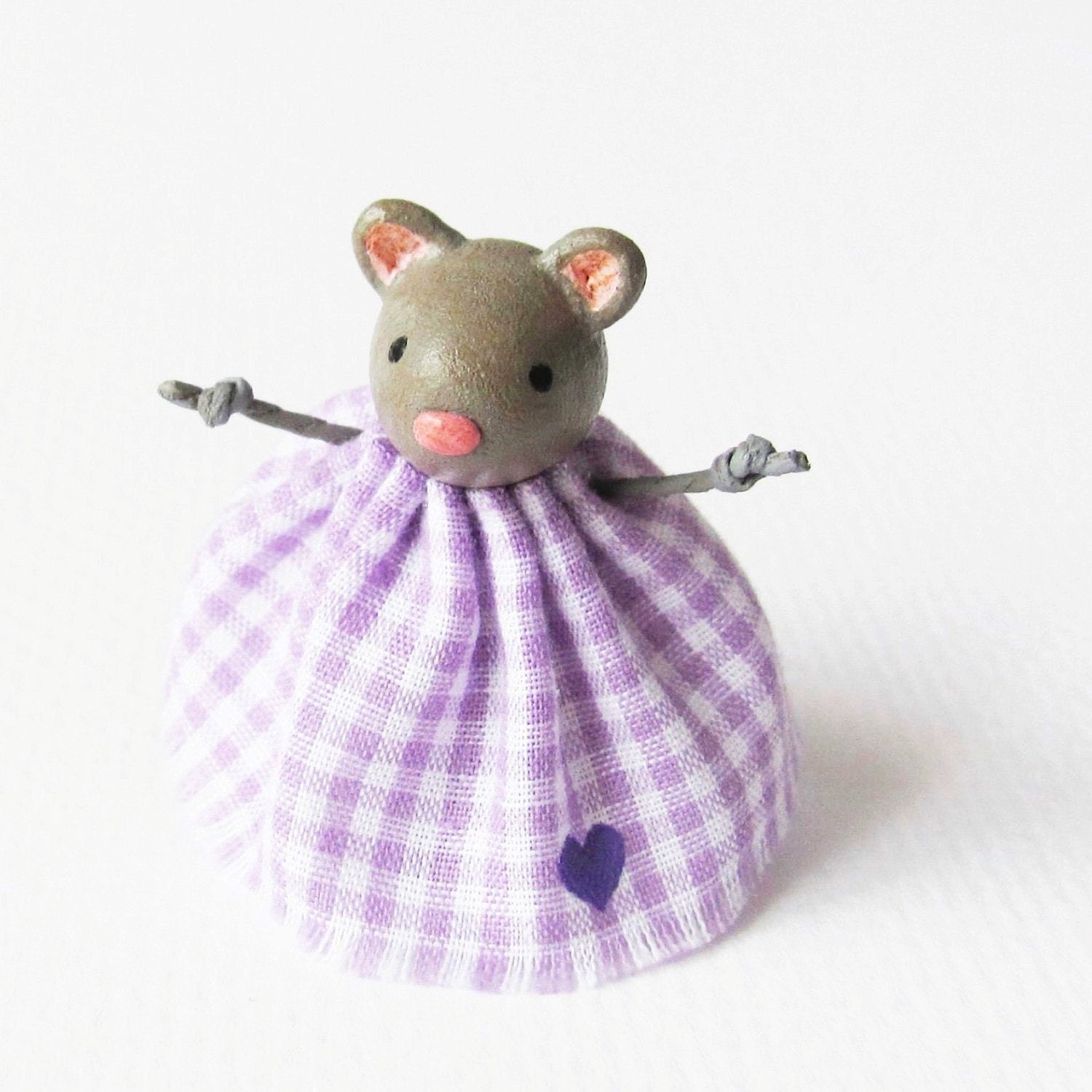 Tiny Mouse In A Dress- Miniature Clay Art Sculpture by humbleBea
