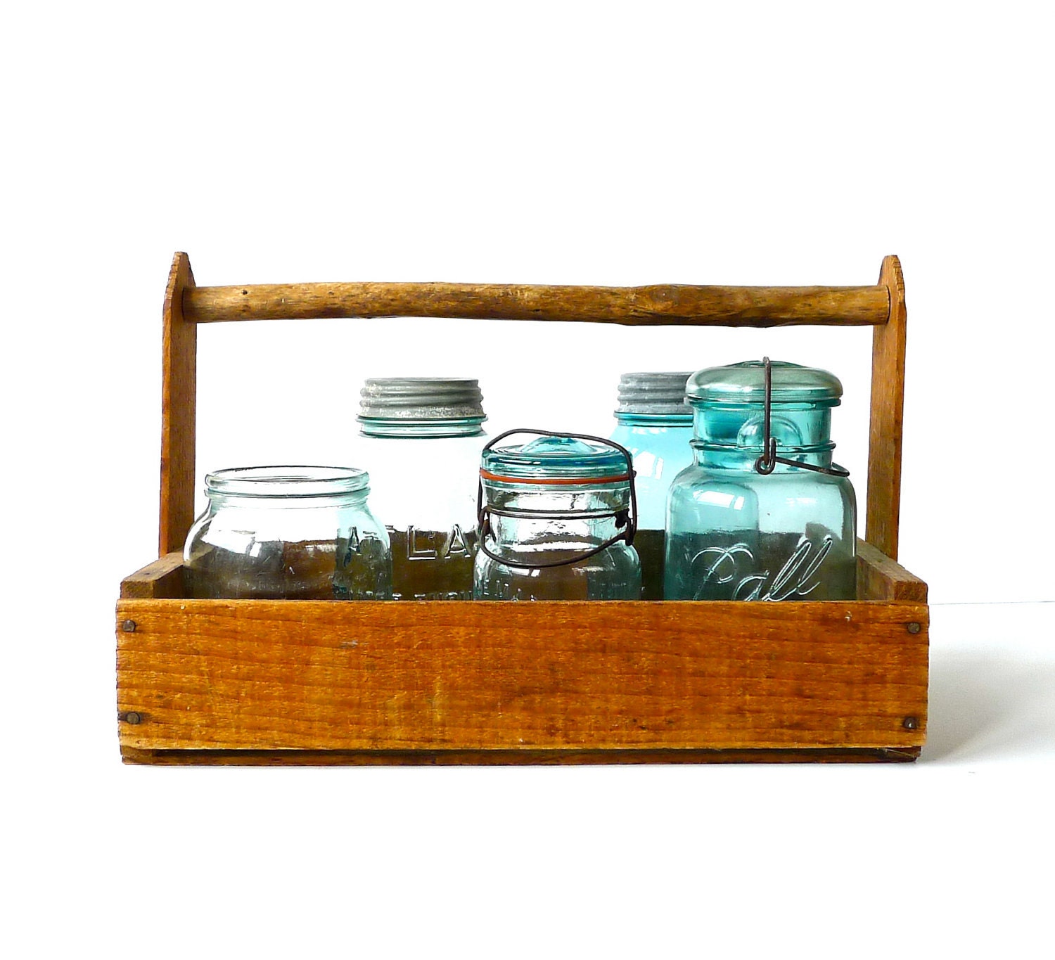 Vintage Wood Berry Tote Box