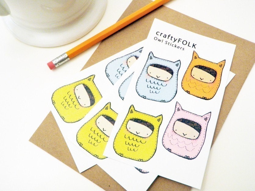 Owl Stickers - Set of 12