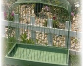 Shabby Cottage Chic Vintage Birdcage - Green Metal, Upcycled Cottage Decor - Free Shipping