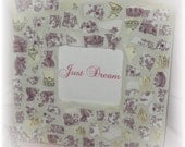Broken China Mosiac Picture Frame - Purple Shabby Cottage Chic Home Decor