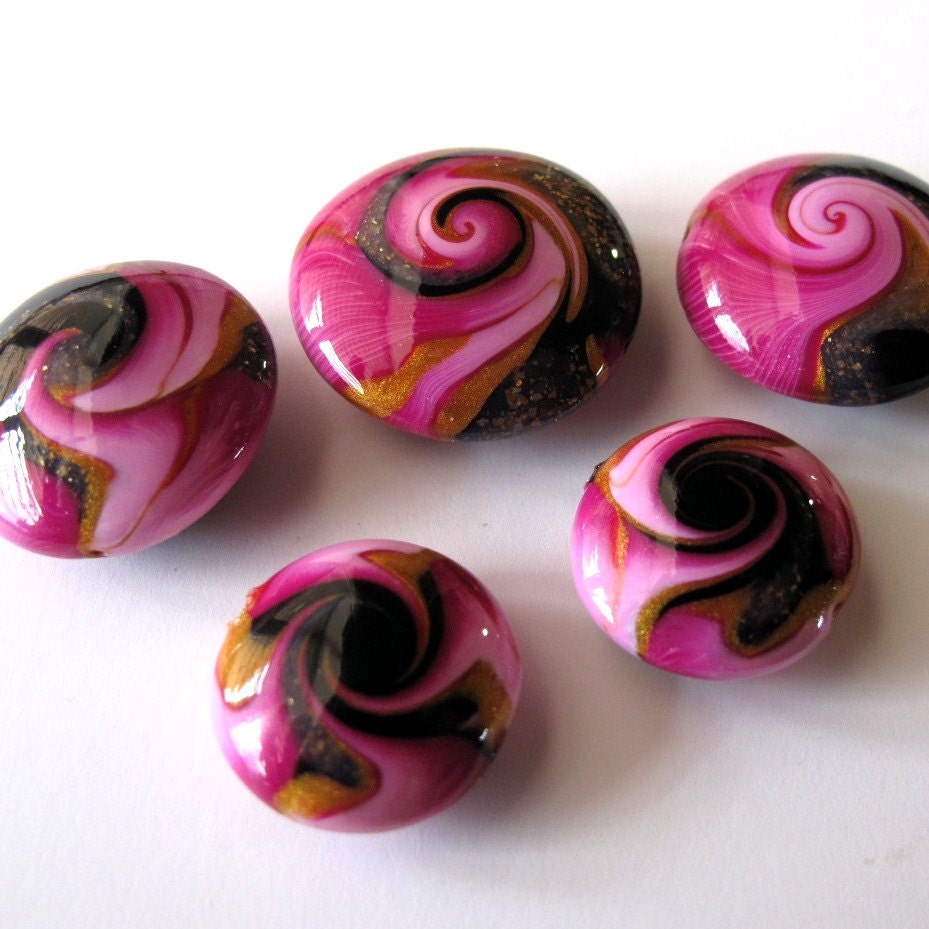 Fuschia Galaxy Lentil Beads