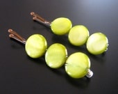 lime green bobby pins ... hair pins - shell dots