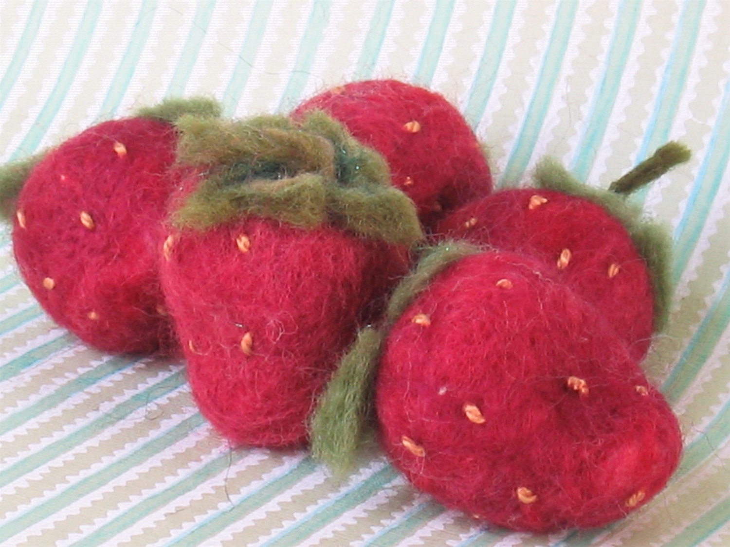 Needle Felted Strawberries - Set of 5