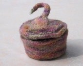 Felted Trinket Bowl with Lid - in shades of wildflowers