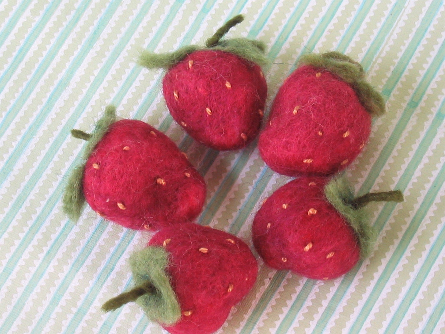 Needle Felted Strawberries - Set of 5