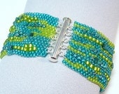 ON SALE - Sea Sparkle Freeform Sculptural Beadwoven Cuff Bracelet