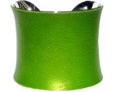 Leather Cuff Bracelet in Pearlized Lime Green - by UNEARTHED