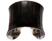 Espresso Brown Pinstriped Leather Cuff Bracelet - by UNEARTHED