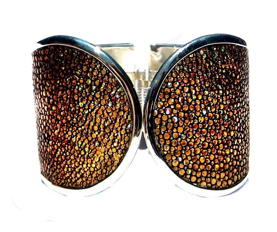 Metallic Gold Stingray Leather Cuff Bracelet - by UNEARTHED