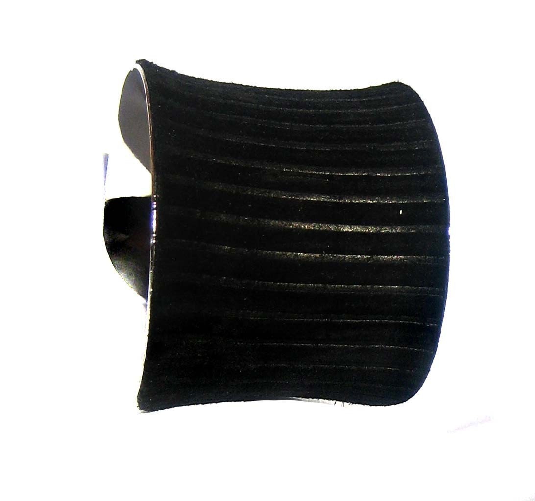 Black Pinstripe Suede Silver Lined Cuff - by UNEARTHED