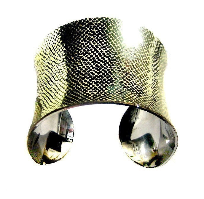 Metallic Champagne Gold Leather Silver Lined Cuff - by UNEARTHED